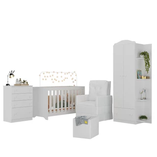 Quarto Completo com Colchão, Poltrona de Amamentação e Puff João e Maria Multimóveis MP4110