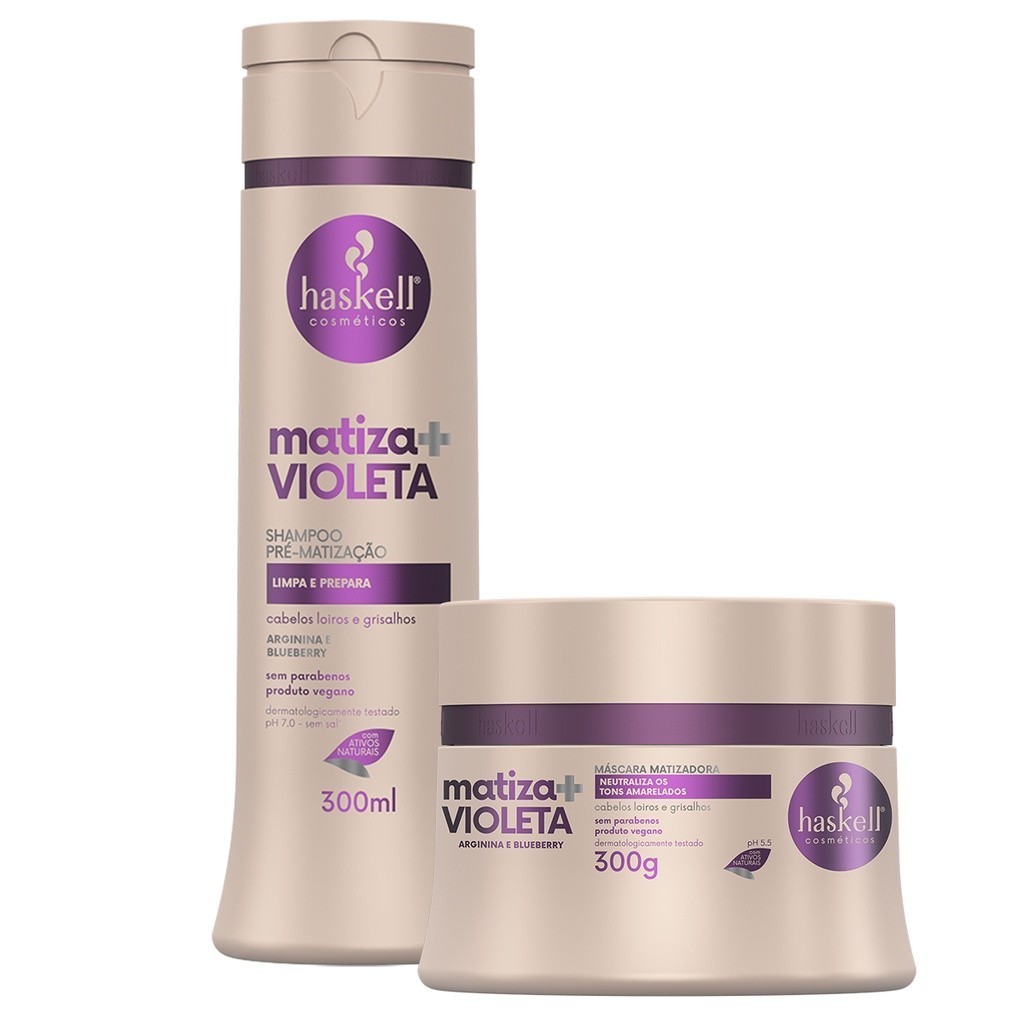 Kit Haskell Matizador Roxo Shampoo Mascara 300ML/G | Shopee Brasil