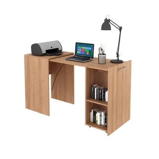 Mesa Escritório Escrivaninha Retrátil para Computador com Prateleiras Tecnomobili