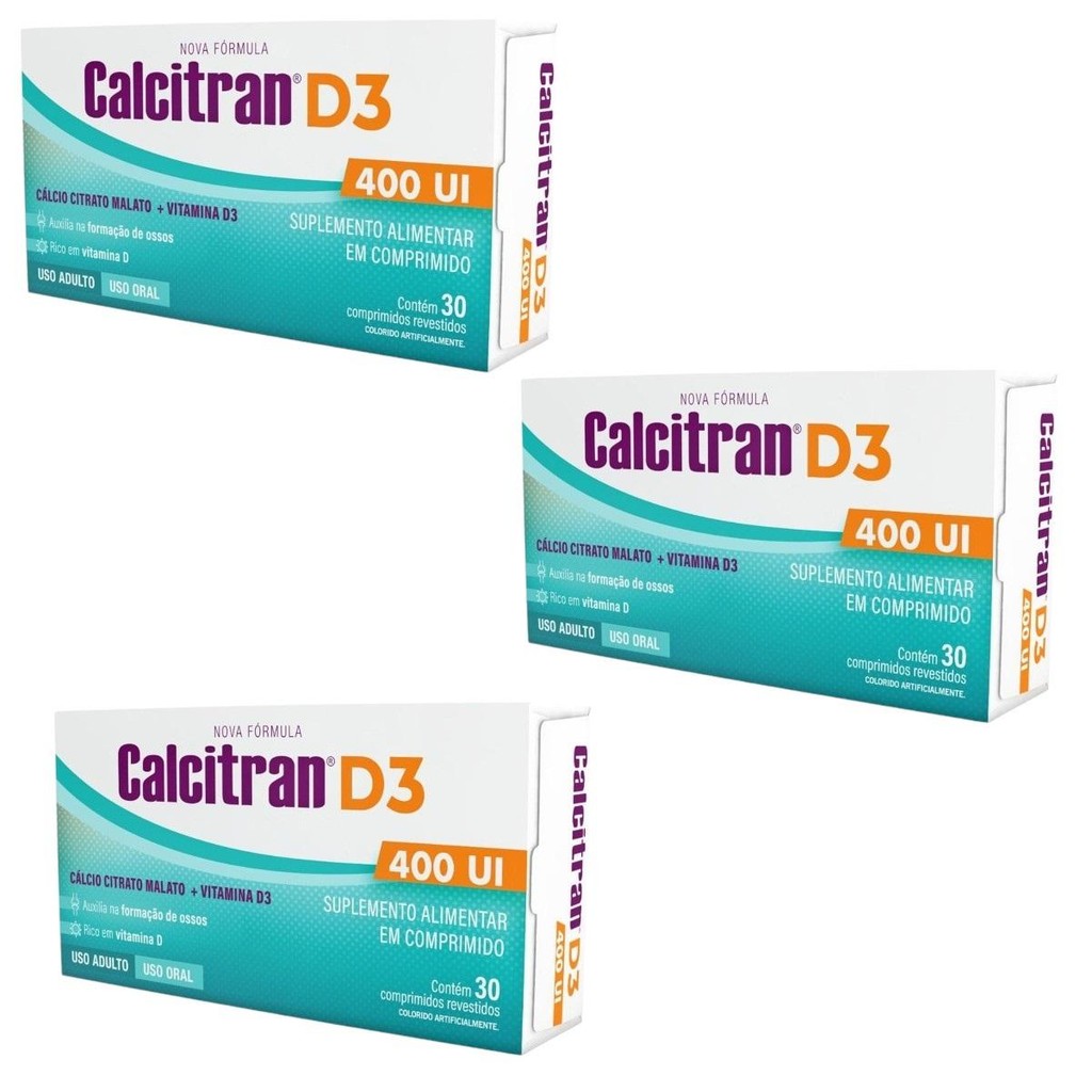 Kit Calcitran D3 400UI Com 3 Caixas De 30 Comprimidos Cada | Shopee Brasil