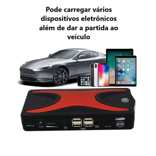Auxiliador de Partida Com Bateria Portátil Compressor de Ar 12000mAh 12V Moto Carro Notebook Celular