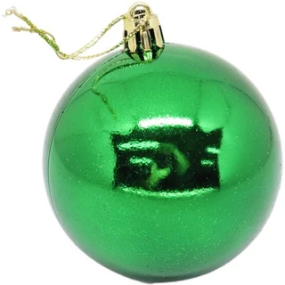 Artigo para Decoração Natal Bola 5 cm Fosca Lisa com Glitter Verde 6 unidades- Kit