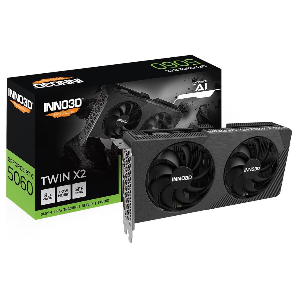 Placa de Vídeo Gpu Inno3d Geforce Rtx 5060 Twin X2 8gb 128bits Gddr7 N50602-08d7-195071n