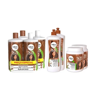 Kit Duplinha SOS Cachos Coco com Creme e Ativador Litrão Salon Line em Oferta na Shopee