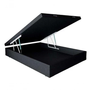 Cama Box Baú Casal Sintético Preto 138x188