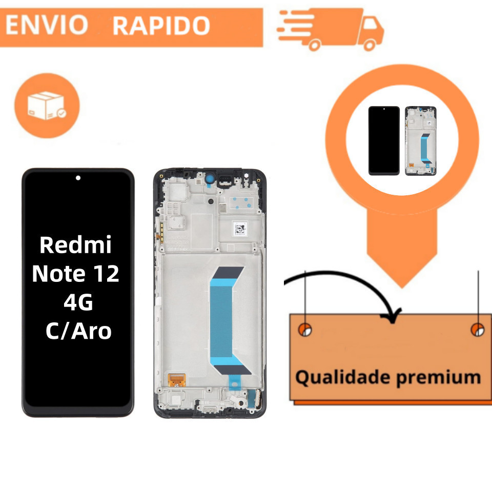 Frontal Display Tela Para Redmi Note 12 4G Premium Com Aro | Shopee Brasil