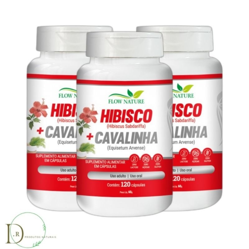 3/ unidade de Hibisco mais Cavalinha 120 Cápsulas 500mg Z//// | Shopee ...