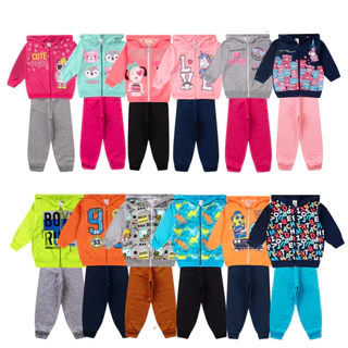 Kit 6 Peças Moletom Infantil Roupa Frio Zíper E Capuz