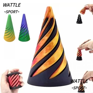 WATTLE Spiral Cone Fidget Toy , Desenvolvimento De Inteligência De Jogos Matemáticos Impresso Funny Figurine Impossible Vortex Thread Illusion Pyramid Passthrough Sculpture