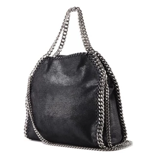 Bolsa Feminina Grande Camurça Com Alça Transversal E De Ombro Com Alça De Corrente