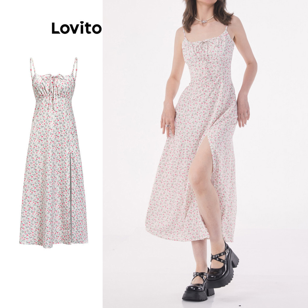 Lovito Vestido feminino formal e ditsy com cordão floral L90AD163