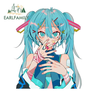 EARLFAMILY 13cm Hastune Miku Anime Autocolante Para Carro À Prova D'água Pára-Brisas Traseiro Motocicleta JDM Vinil Decalque Personalidade Oclusão De Raspadinha De