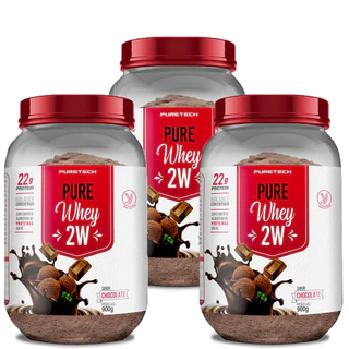 Kit 3x Whey Protein 2W 900g - Puretech em Oferta na Shopee