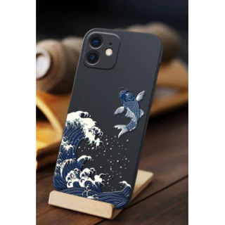 Adequado Para iPhone 11 12 Pro Max x xr xs 7 Mais 8 13 14 15 Caixa Telefônica Com Impressão De Carpa Antiga Tudo Incluído silicone Antiderrapante