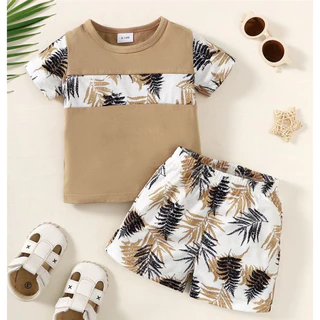 Suit de Havaí para Bebê Menino 3-24 Meses Curto Sleeve T-shirt e Shorts Casual