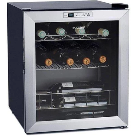 Adega Suggar Lyon Digital 13 Garrafas Preta E Inox 220V AD1522IX