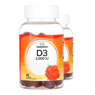 Kit 2x Vitamina D3 50mcg Swanson 60 Gomas Morango Importado/Made in Usa