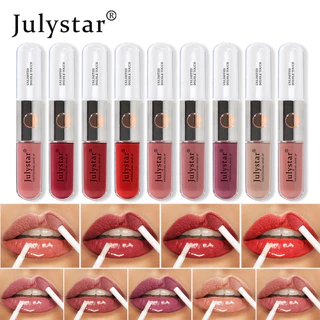 Julystar Maquiagem De Beleza Fácil De Colorir , Espelho De Cabeça Dupla Lip Glaze Não Desbota , Cola À Água , Impermeável , Prova De Suor , Natural E Duradouro Brilho Labial Hidratante