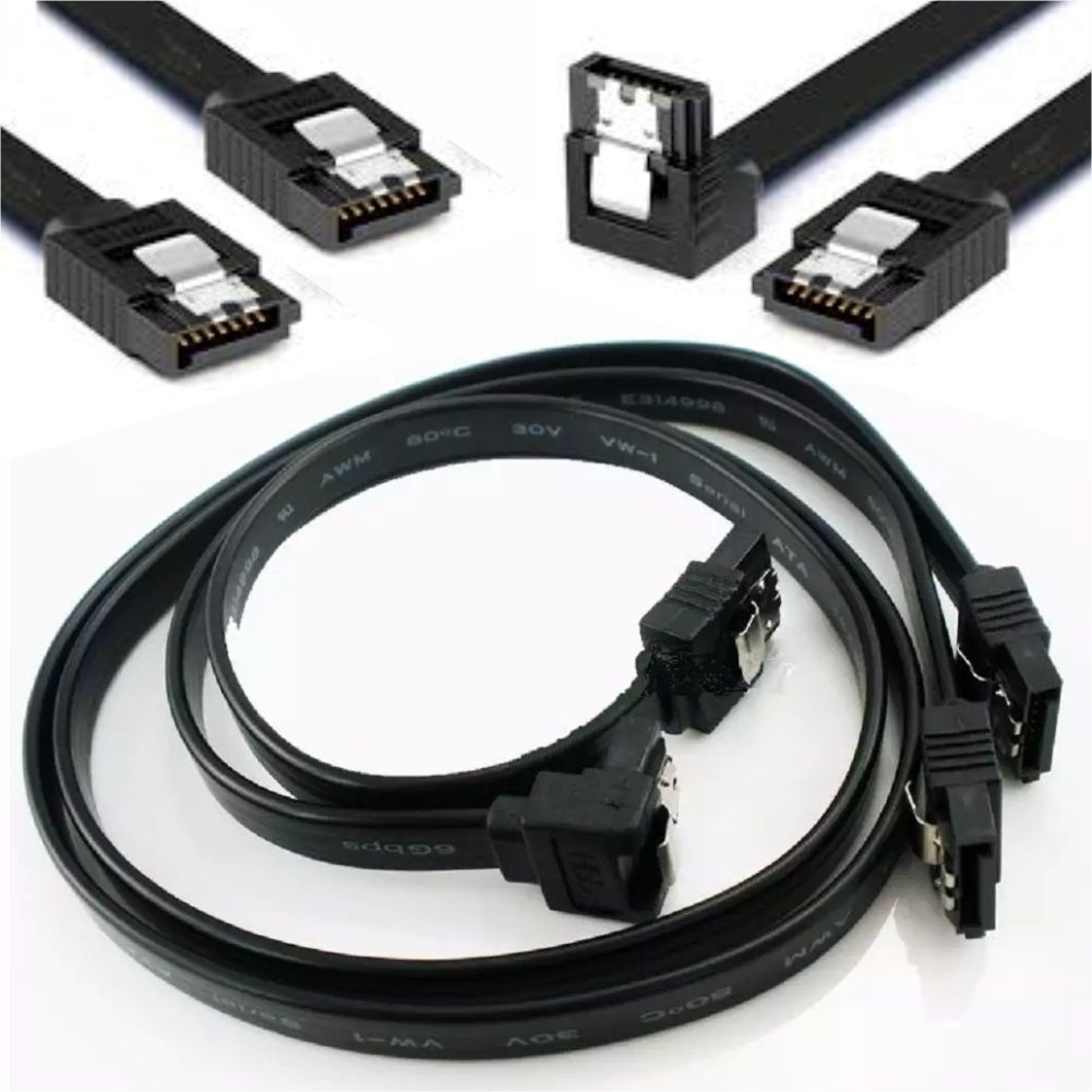 Kit 2 Cabos Sata Original Asus Gigabyte Transferencia Dados Preto PC Desktop Servidor 35cm