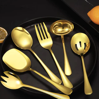 6 Pcs Talheres De 304 Aço Inox Colheres Dourado Espátulas Garfos Conjunto Colher de Sopa Na Cozinha Talheres De Bom Gosto D230