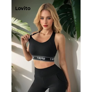 Lovito Sutiã esportivo esportivo liso Traceless One para mulheres LNL75208