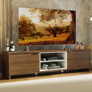 Rack para TV até 75 Polegadas 180 cm 2 Portas Rustic/Branco Metz Madesa em Oferta na Shopee