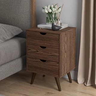 Mesa De Cabeceira Retrô 3 Gavetas Natalia Plus Luxo Cor Marrom Canela