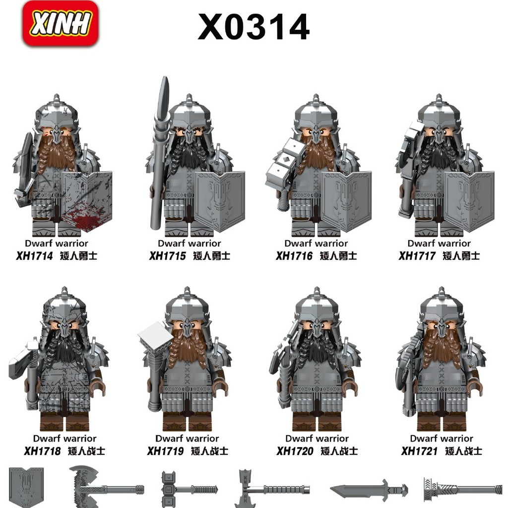 Brinquedos feitos à mão Original Soccerwe X0314 Série Medieval Guerreiros Anões Guerreiros de Pequenas Partículas Montados na Construção Infantil