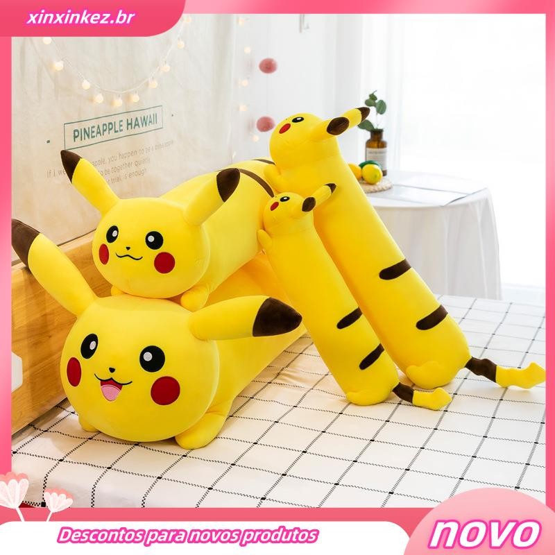 Travesseiro Pikachu Longo Pelúcia Brinquedo Cama Feminina Grande Adormecido Decoração De Casa Bonita