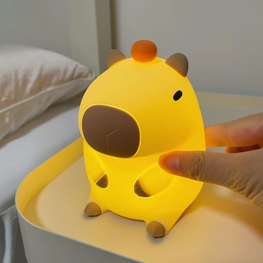 Lindo Capybara Silicone Sleep Night Light USB Luz Nocturna Recarregável De Secretária Tiktok