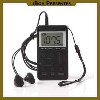 Mini Rádio Digital Am/fm Estéreo Portátil Com Fone De Ouvido iBoa Presentes