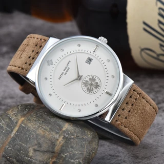 Clássico Produto De Venda Quente Relógio De Quartzo Masculino PATEKS Filippes Pulseira De Couro De Bezerro Tendência Da 