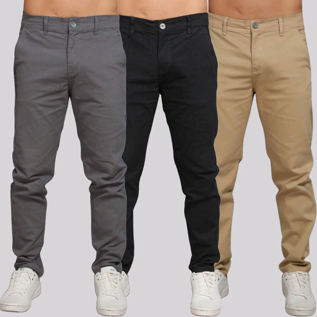 Kit 3 Calça Sarja Masculina com Lycra Elastano