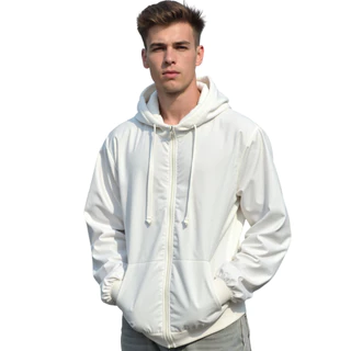 Jaqueta agasalho corta vento blusão masculino de frio forrado com bolso touca capuz academia branco