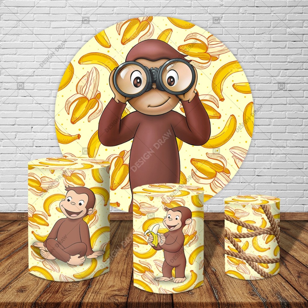 George O Curioso + kit painel redondo 1.5m + 3 capas de cilindros ...