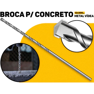 Broca 12x300mm Fertak P/ Concreto E Parede Aço Carbono Reforçada Perfuração Concreto Longa Profissional	