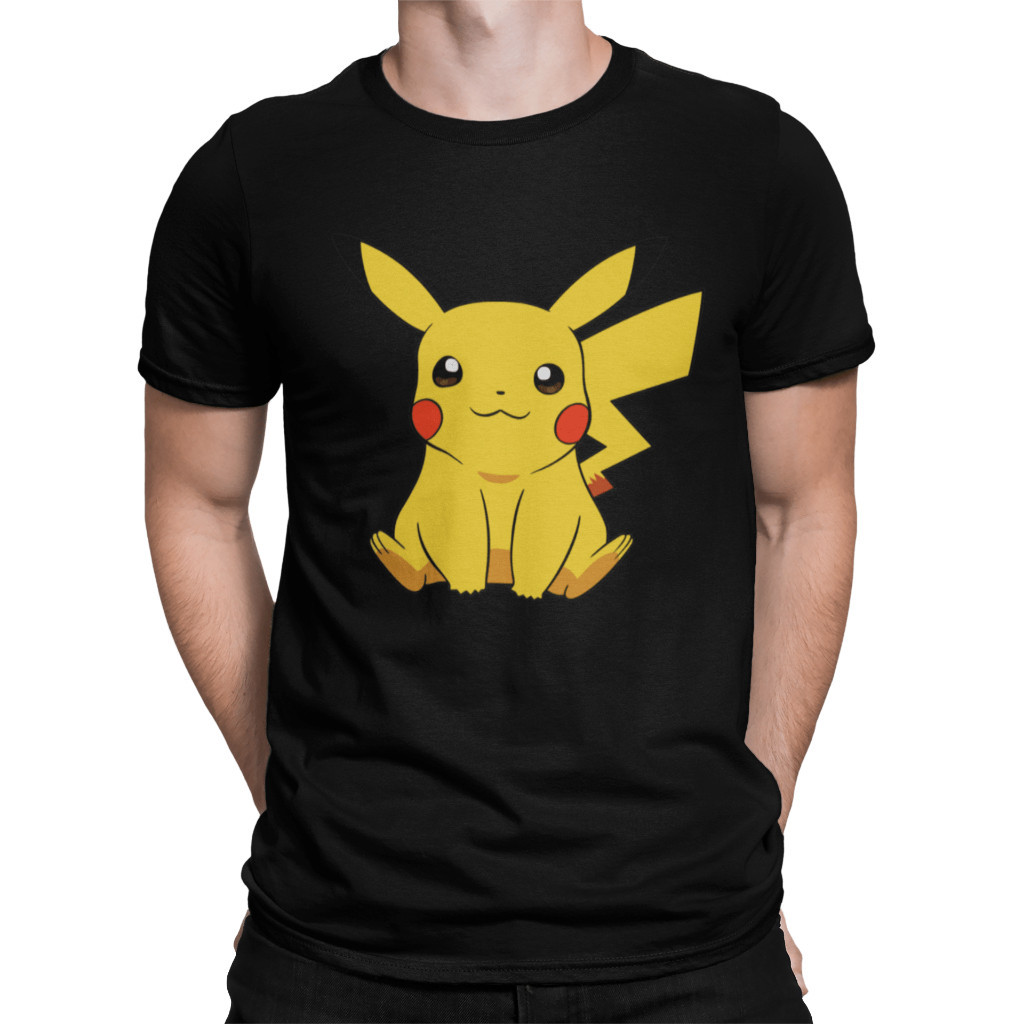 Pokémon Pikachu Hombre Camiseta Negro XXL 100% Algodón Vorne Bedruckt Regular