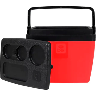 Caixa Térmica 12 Litros Belfix cor Vermelho com Preto Tampa Removível com Porta Copos Integrado em Oferta na Shopee