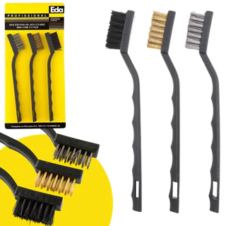 Kit 3 Escova Limpeza Eda Com Cabo Cerdas De Nylon Aço Latão 8AG