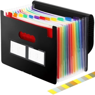 Expansão Da Pasta De Arquivo , 13/24 Pocket Accordion A4 Letter Size Portable Document Organizer Com Abas Coloridas , Expansível De Coupon De Conta-Preto
