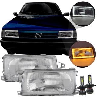 Par Farol Dianteiro com LED DRL e Seta Uno 1991 92 a 03 2004 + NanoLED