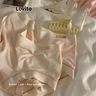 Lovito Calcinha casual lisa colorblock para mulheres LNM74232
