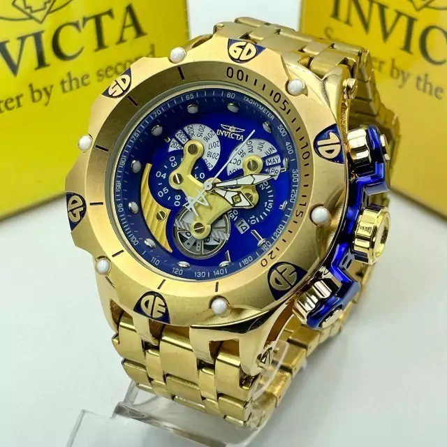 Relógio Invicta Hybrid dourado e azul Relógio pesado Primeira linha ...
