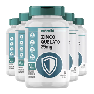 Kit 5x Zinco Quelato 29mg Nutralín 60 Comp.