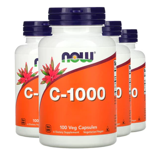 Kit 4x Vitamina C 1000mg Now Foods 100Veg Caps /Made in Usa
