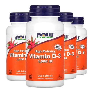Kit 4x Vitamina D3 1.000UI Now Foods Vit D-3 360 Softgels /Made in Usa