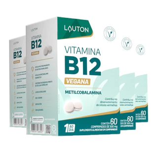 Kit 4x Vitamina B12 Lauton Metilcobalamina 60 Comprimidos
