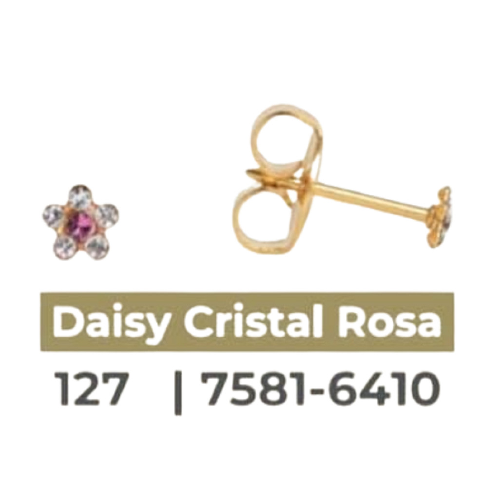 BRINCO STUDEX SYSTEM 75 BABY DAISY CRISTAL ROSA 127