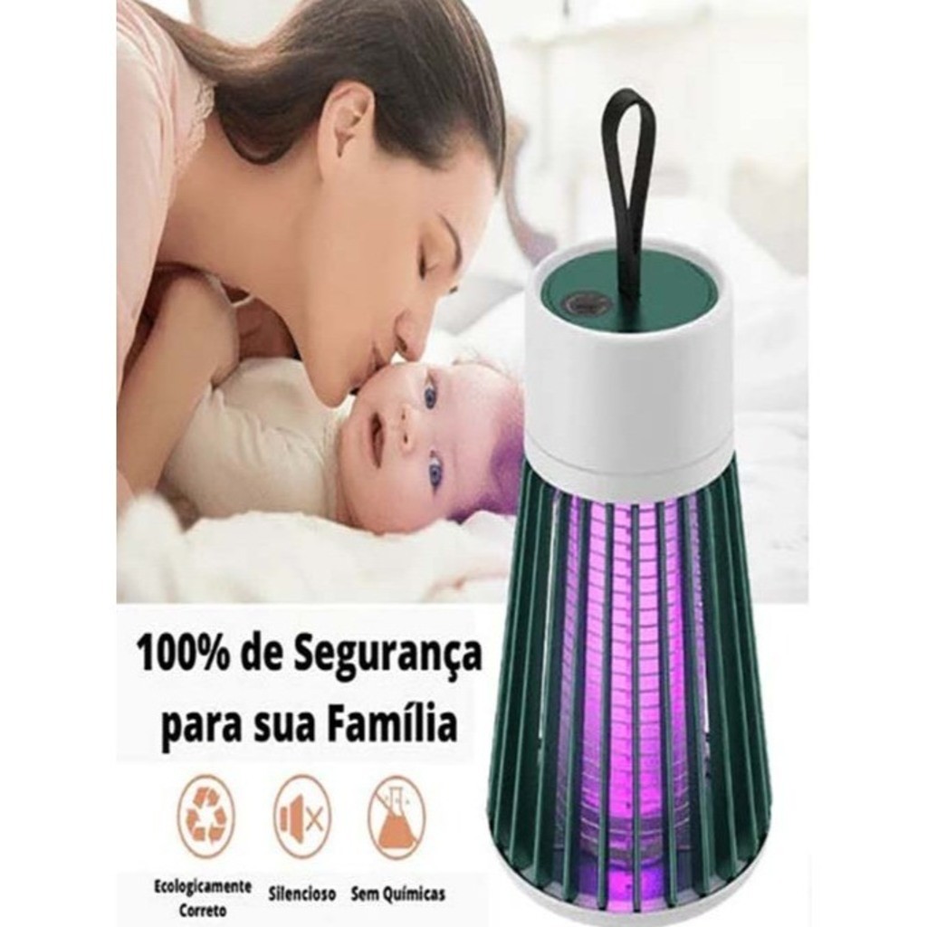 Lâmpada Elétrica Mata-Mosquitos Com Luz UV Usb Recarregável Armadilha Para Insetos