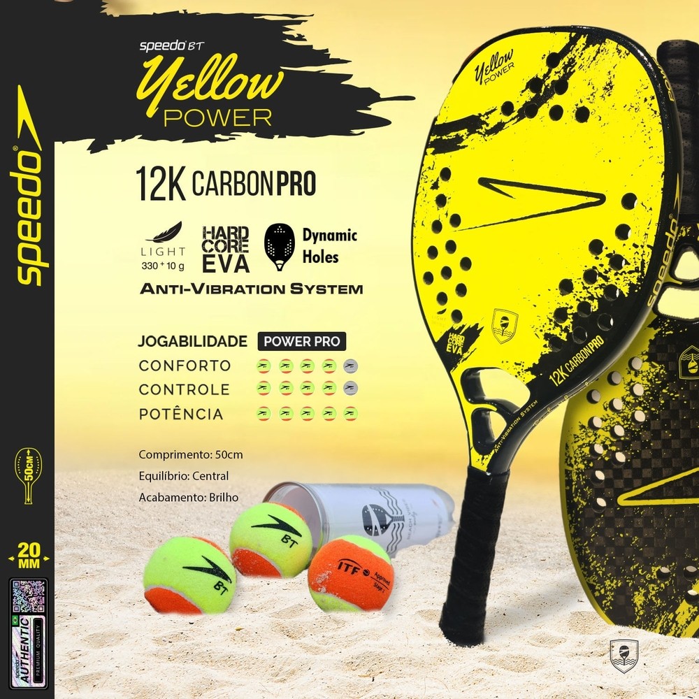 Raquete Beach Tennis 12K Yellow Power + Beach Bag Speedo - YELLOW ...